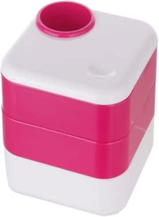 3A DG-6914 Plastic Square Pen Holder 3 Drawer 10X10X9 CM - White and Purple